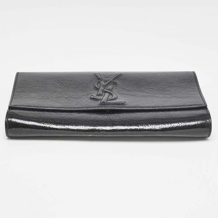 Pre Owned Yves Saint Laurent Black Patent Leather Belle De Jour Flap Clutch