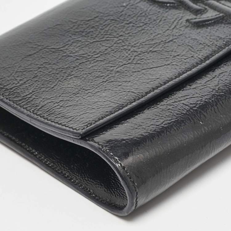 Pre Owned Yves Saint Laurent Black Patent Leather Belle De Jour Flap Clutch