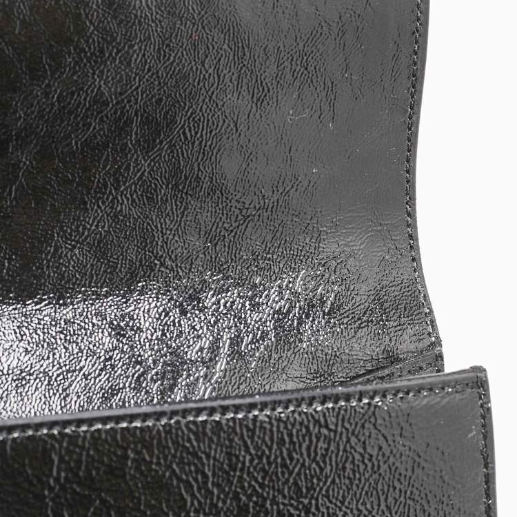 Pre Owned Yves Saint Laurent Black Patent Leather Belle De Jour Flap Clutch
