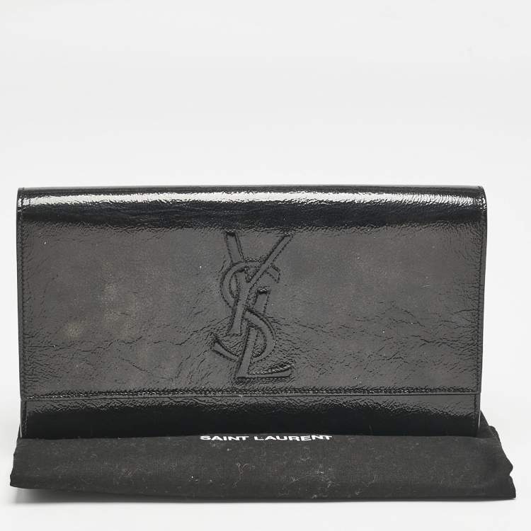 Pre Owned Yves Saint Laurent Black Patent Leather Belle De Jour Flap Clutch