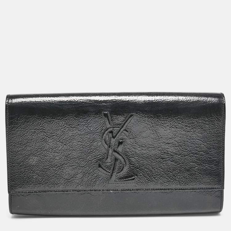 Pre Owned Yves Saint Laurent Black Patent Leather Belle De Jour Flap Clutch