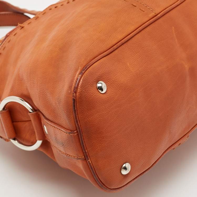 Pre Owned Yves Saint Laurent Brown Leather Large Muse Bag