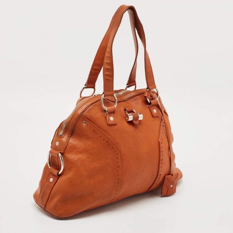 Pre Owned Yves Saint Laurent Brown Leather Large Muse Bag
