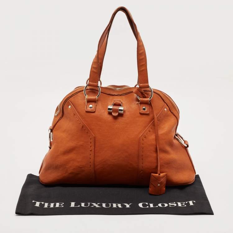 Pre Owned Yves Saint Laurent Brown Leather Large Muse Bag