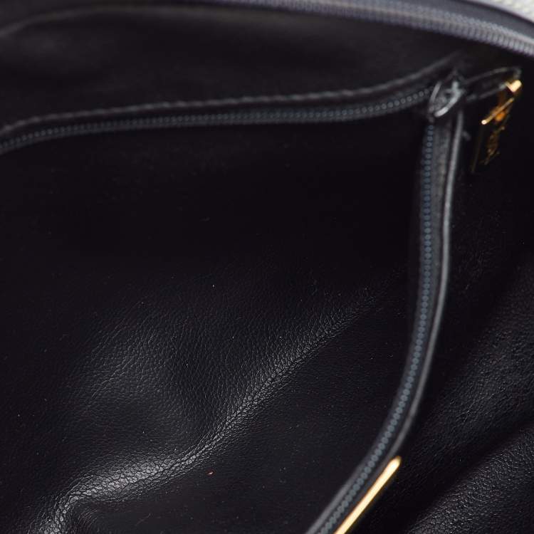 Pre Owned Yves Saint Laurent Navy Blue Leather Vintage Dome Zip Satchel