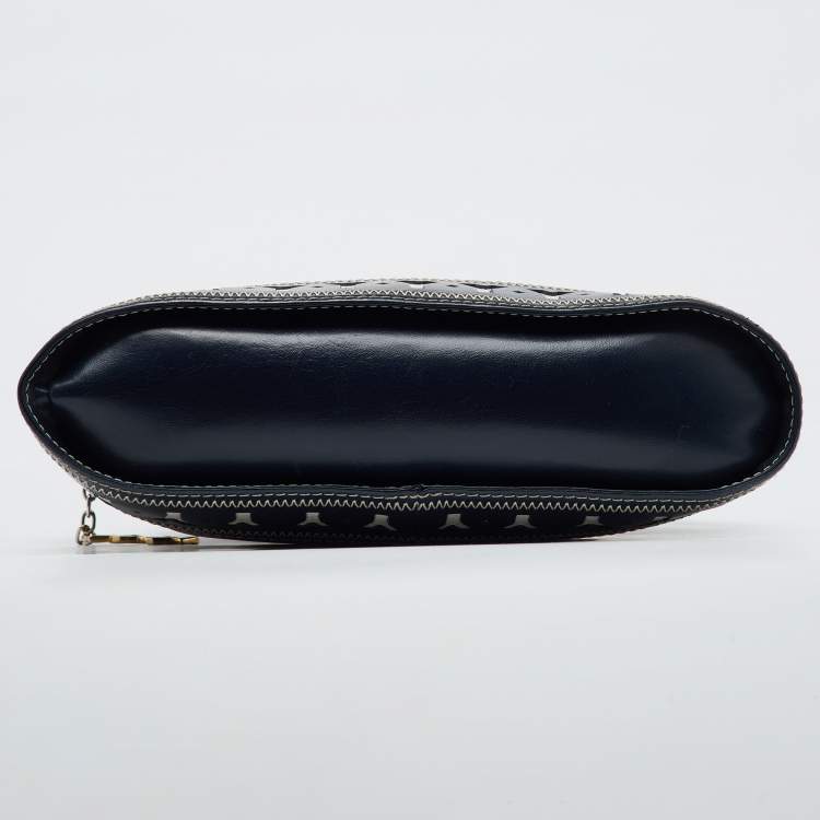 Pre Owned Yves Saint Laurent Navy Blue Leather Vintage Dome Zip Satchel