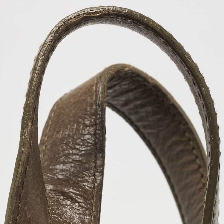 Pre Owned Yves Saint Laurent Olive Green Leather Oversized Muse Bag