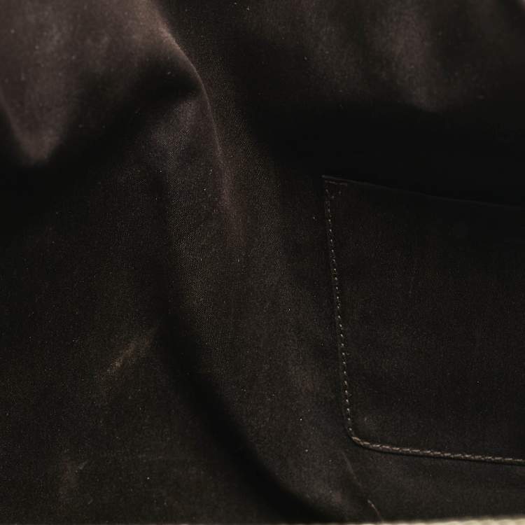 Pre Owned Yves Saint Laurent Olive Green Leather Oversized Muse Bag