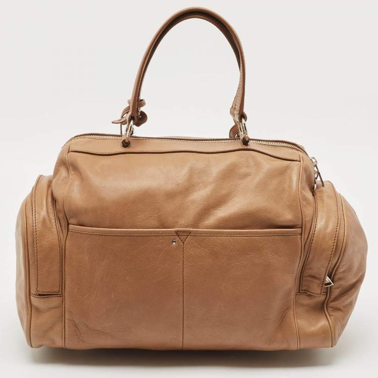 Pre Owned Yves Saint Laurent Beige Leather Vanity Bowler Bag