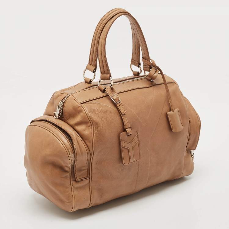 Pre Owned Yves Saint Laurent Beige Leather Vanity Bowler Bag