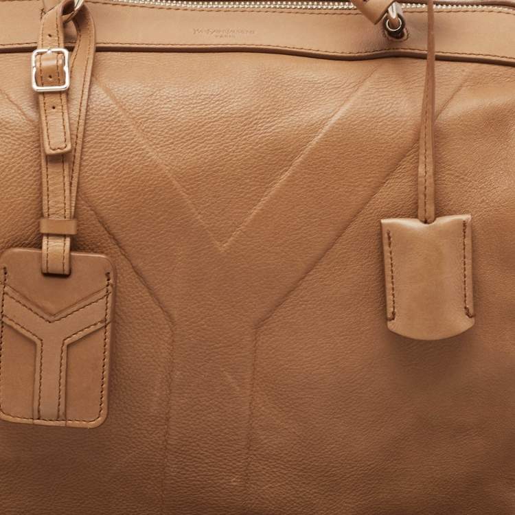 Pre Owned Yves Saint Laurent Beige Leather Vanity Bowler Bag