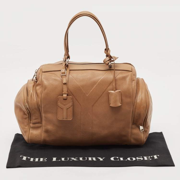 Pre Owned Yves Saint Laurent Beige Leather Vanity Bowler Bag