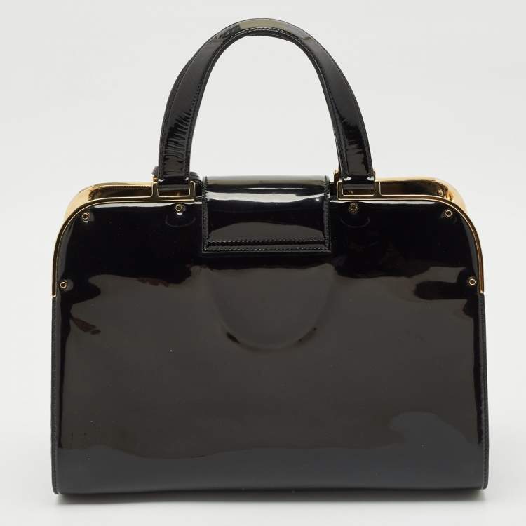 Pre Owned Yves Saint Laurent Black Patent Leather Uptown Satchel
