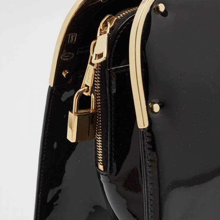 Pre Owned Yves Saint Laurent Black Patent Leather Uptown Satchel