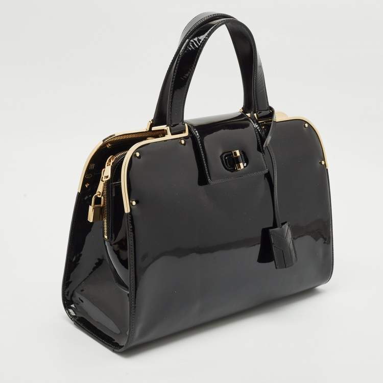 Pre Owned Yves Saint Laurent Black Patent Leather Uptown Satchel