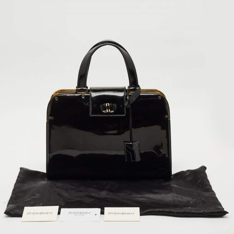 Pre Owned Yves Saint Laurent Black Patent Leather Uptown Satchel