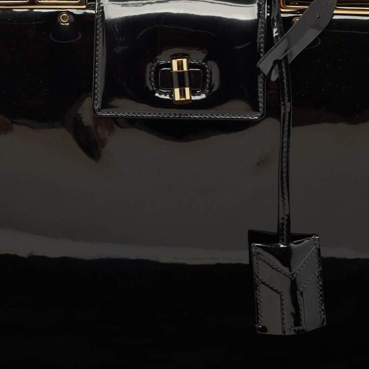 Pre Owned Yves Saint Laurent Black Patent Leather Uptown Satchel