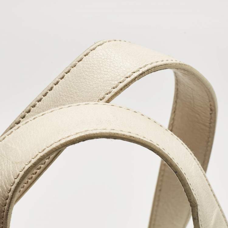 Pre Owned Yves Saint Laurent Off White Leather Muse Satchel