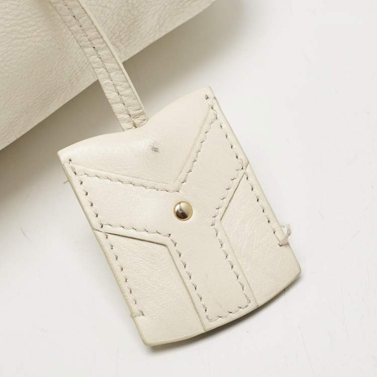 Pre Owned Yves Saint Laurent Off White Leather Muse Satchel