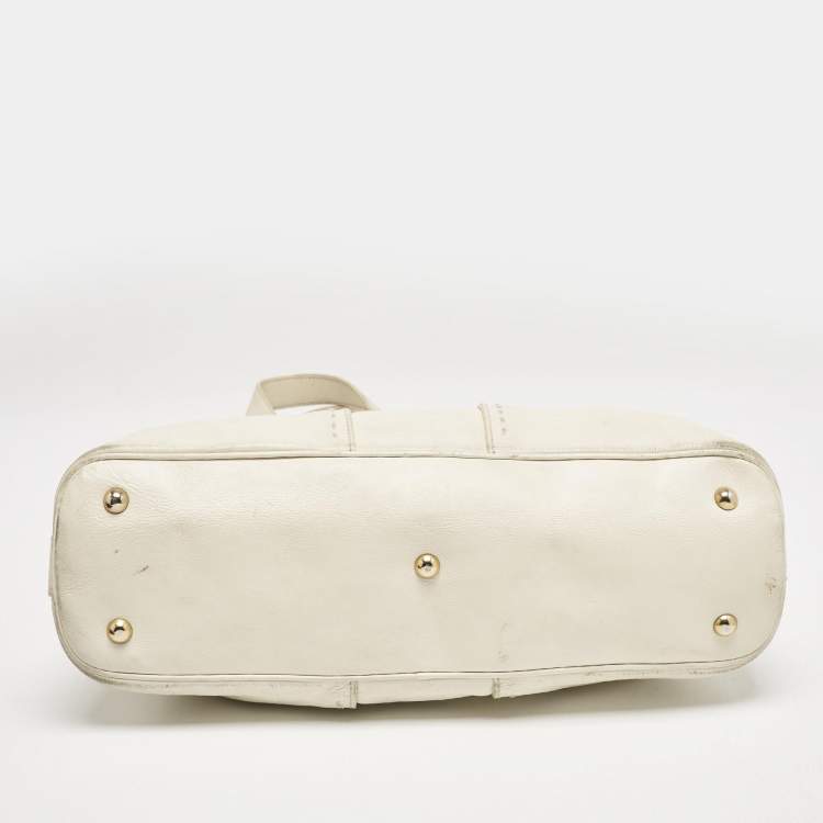 Pre Owned Yves Saint Laurent Off White Leather Muse Satchel