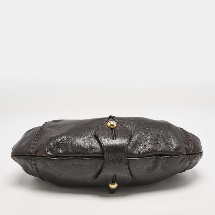 Pre Owned Yves Saint Laurent Choco Brown Leather Vincennes Mombasa Hobo