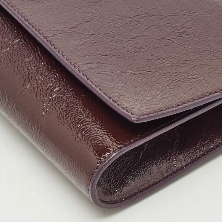 Pre Owned Yves Saint Laurent Purple Patent Leather Belle De Jour Clutch