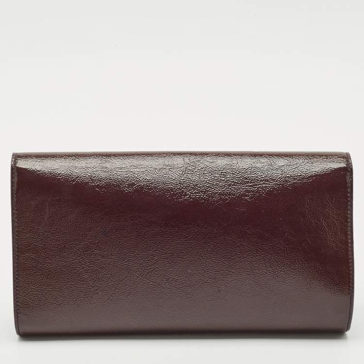 Pre Owned Yves Saint Laurent Purple Patent Leather Belle De Jour Clutch