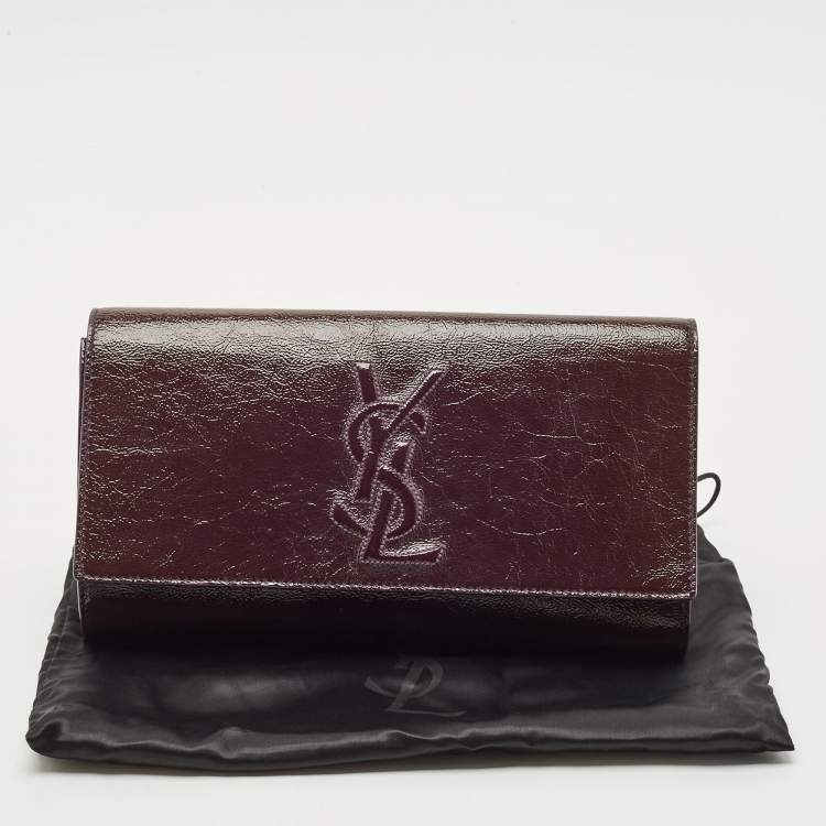 Pre Owned Yves Saint Laurent Purple Patent Leather Belle De Jour Clutch