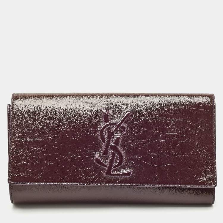 Pre Owned Yves Saint Laurent Purple Patent Leather Belle De Jour Clutch