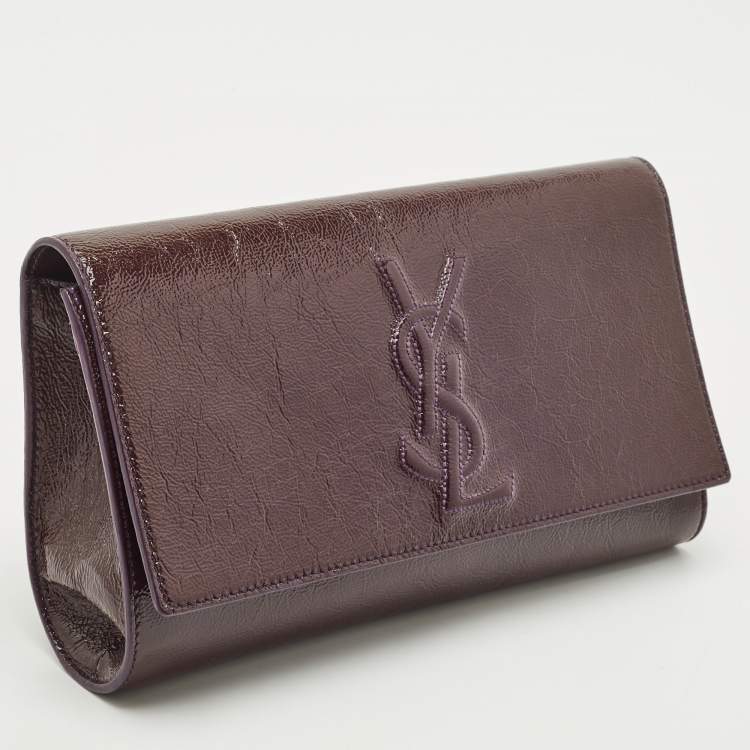 Pre Owned Yves Saint Laurent Purple Patent Leather Belle De Jour Clutch