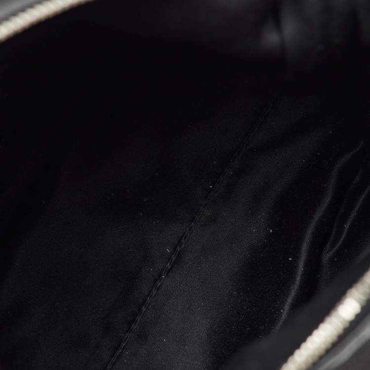 Pre Owned Yves Saint Laurent Black Leather Logo Studded Hobo