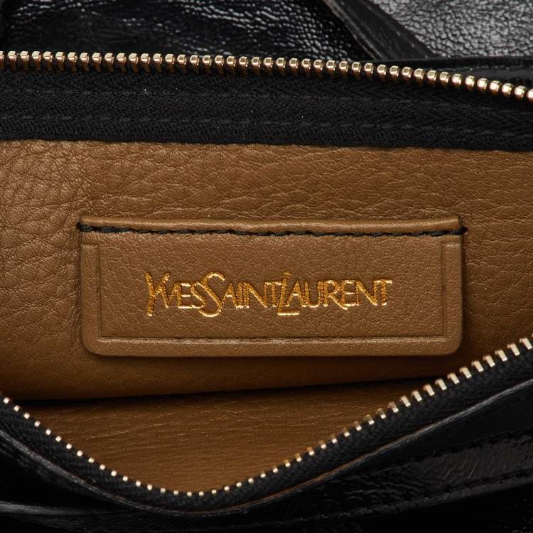 Pre Owned Yves Saint Laurent Black Patent Leather Whipstitch Shopper Tote