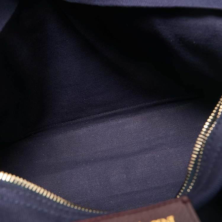 Pre Owned Yves Saint Laurent Burgundy/Blue Leather and Fabric Large Muse Two Top Handle Bag