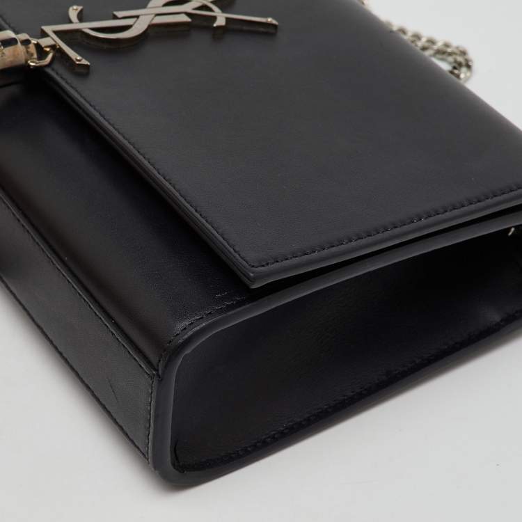 Pre Owned Saint Laurent Black Leather Medium Kate Tassel Chain Shoulder Bag