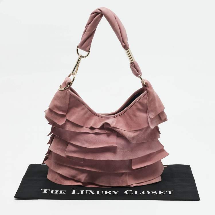 Pre Owned Yves Saint Laurent Pink Suede Small St. Tropez Hobo