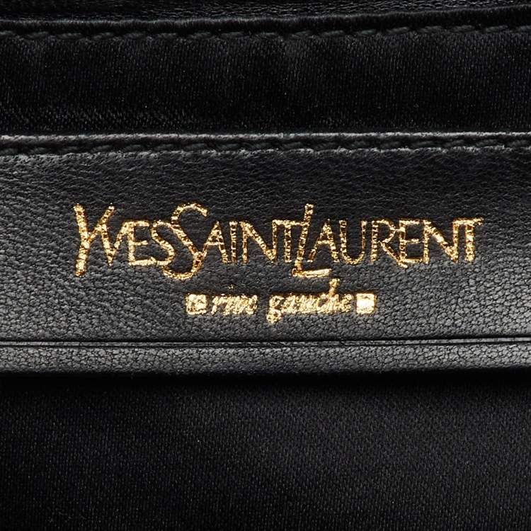 Pre Owned Yves Saint Laurent Black Croc Embossed Patent Leather Muse Messenger Bag