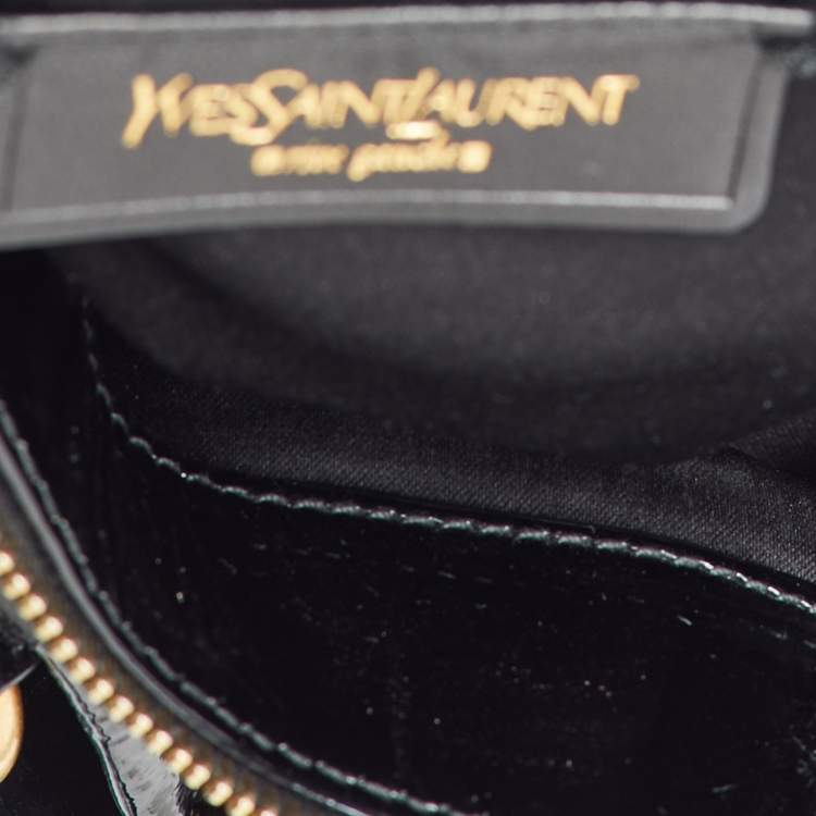Pre Owned Yves Saint Laurent Black Croc Embossed Patent Leather Muse Messenger Bag