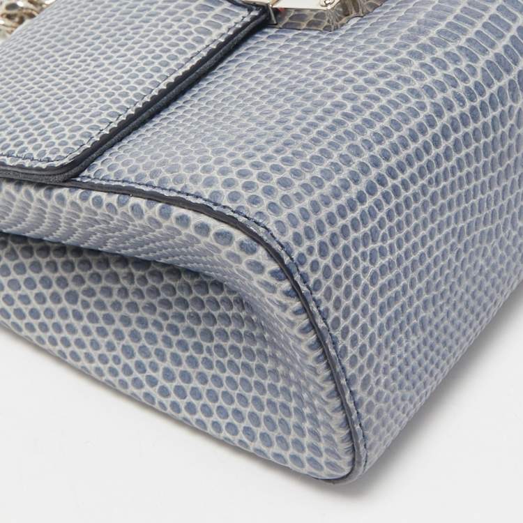Pre Owned Yves Saint Laurent Blue Lizard Embossed Leather Le Sixieme Shoulder Bag