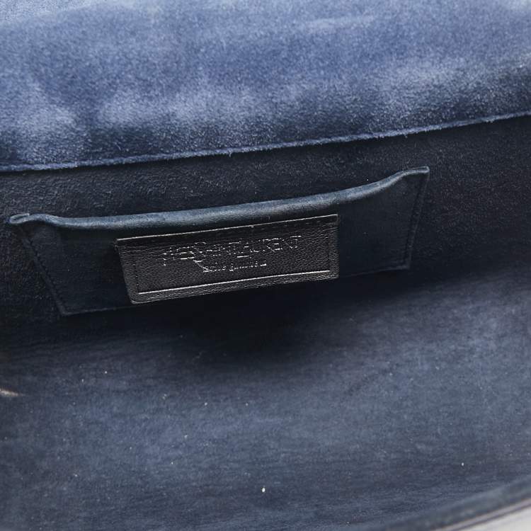 Pre Owned Yves Saint Laurent Blue Lizard Embossed Leather Le Sixieme Shoulder Bag
