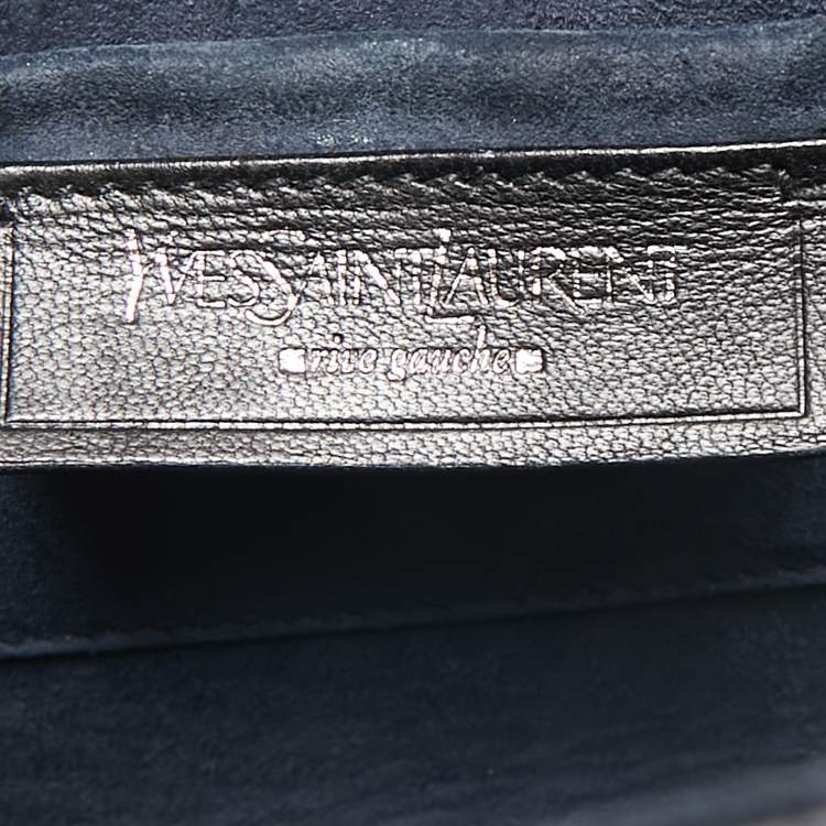 Pre Owned Yves Saint Laurent Blue Lizard Embossed Leather Le Sixieme Shoulder Bag