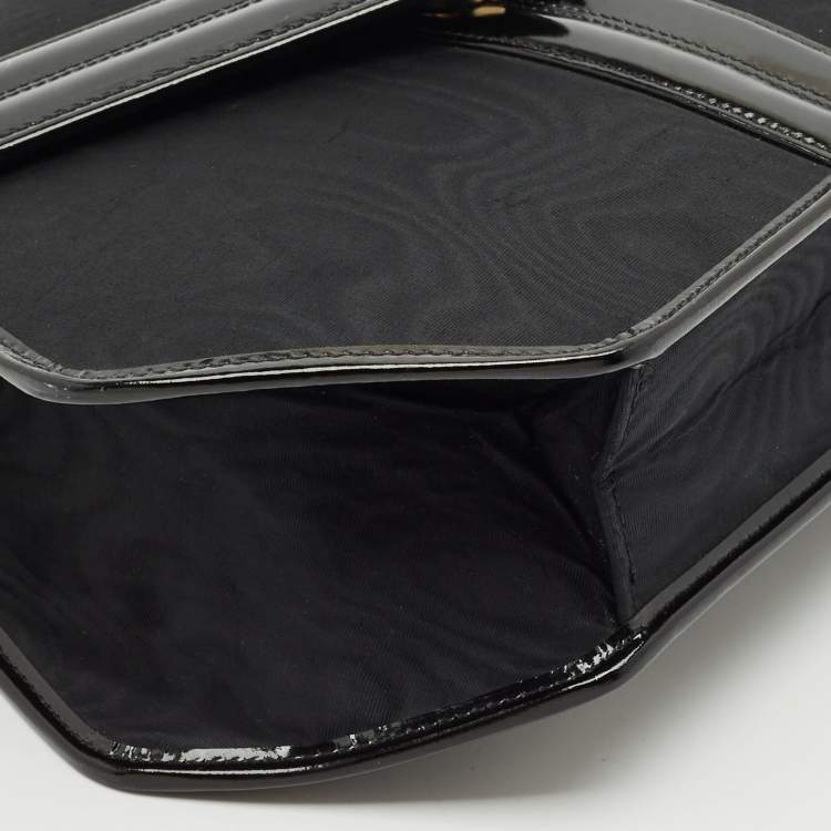 Pre Owned Yves Saint Laurent Black Nylon and Patent Leather Vintage Shoulder Bag