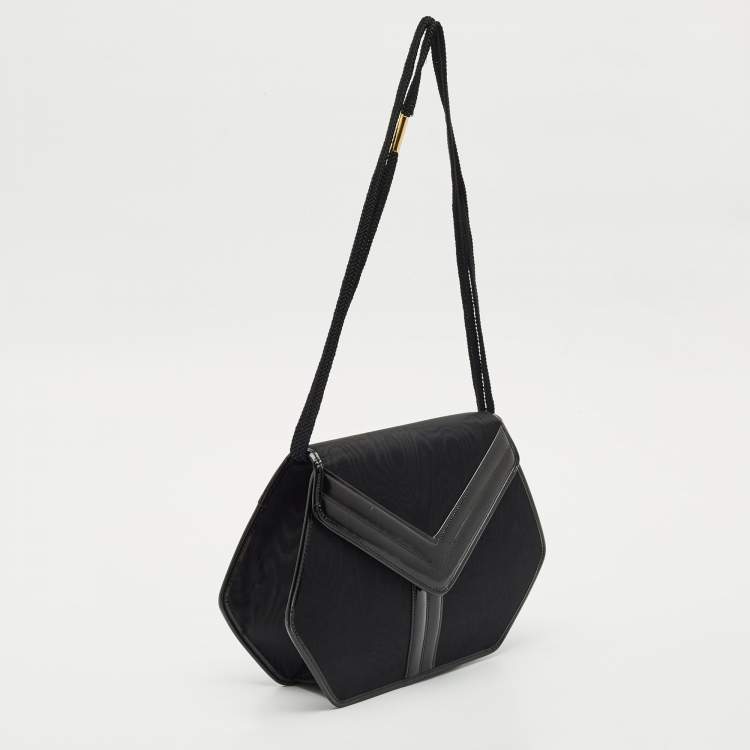Pre Owned Yves Saint Laurent Black Nylon and Patent Leather Vintage Shoulder Bag