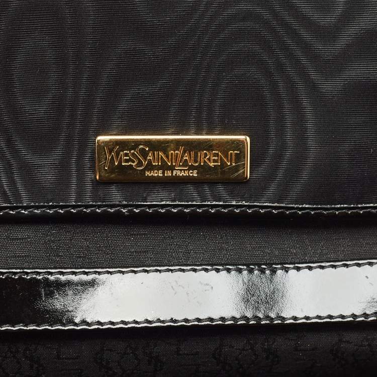 Pre Owned Yves Saint Laurent Black Nylon and Patent Leather Vintage Shoulder Bag