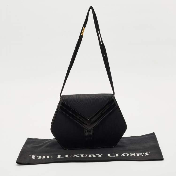 Pre Owned Yves Saint Laurent Black Nylon and Patent Leather Vintage Shoulder Bag