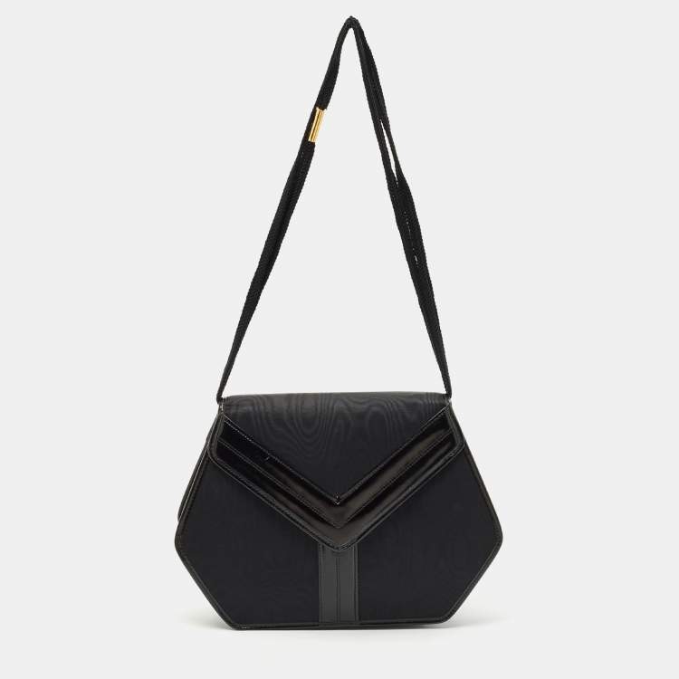 Pre Owned Yves Saint Laurent Black Nylon and Patent Leather Vintage Shoulder Bag
