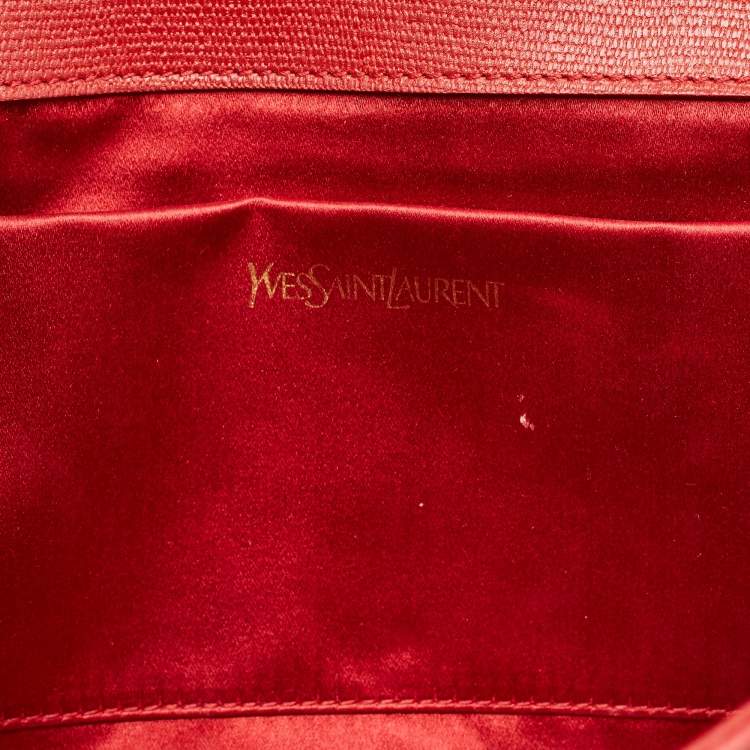 Pre Owned Yves Saint Laurent Red Leather Ligne Y Clutch