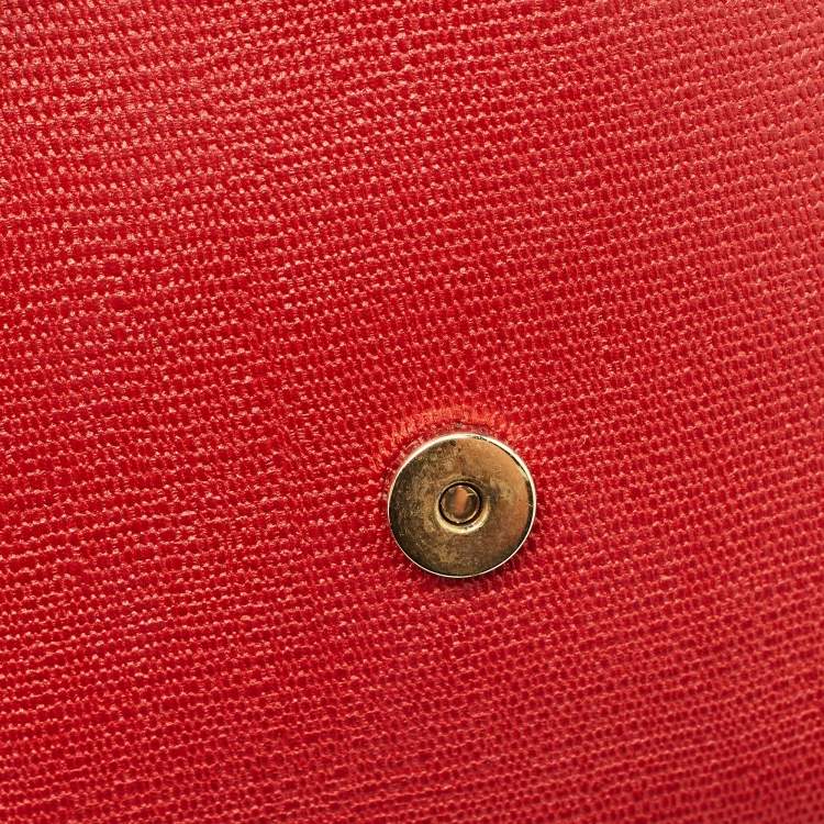 Pre Owned Yves Saint Laurent Red Leather Ligne Y Clutch