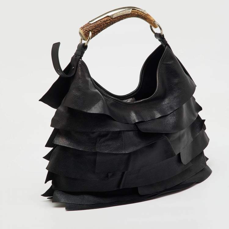 Pre Owned Yves Saint Laurent Black Leather St. Tropez Mombasa Hobo