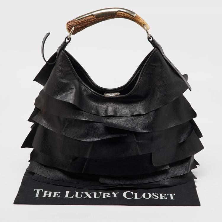 Pre Owned Yves Saint Laurent Black Leather St. Tropez Mombasa Hobo