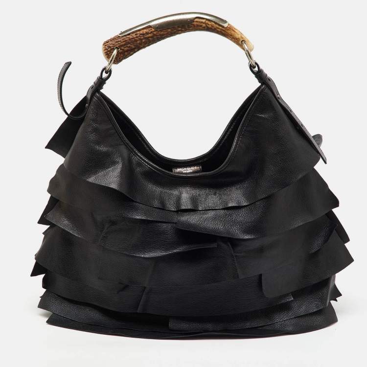 Pre Owned Yves Saint Laurent Black Leather St. Tropez Mombasa Hobo